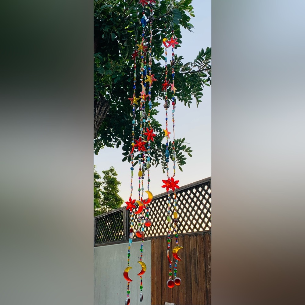 Celestial Strand Chakra Rainbow Sun Moon & Star Strand Sun Catcher Window Decor - Picture 11 of 13
